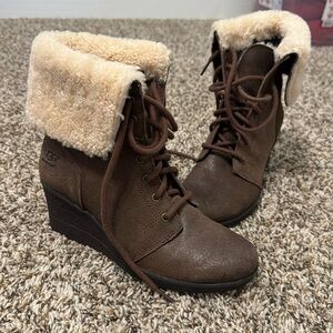 UGG Leather Wedge Boots